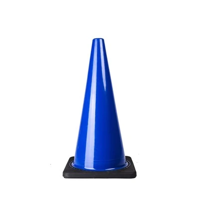 Cono di traffico in PVC blu da 28 pollici infrangibile